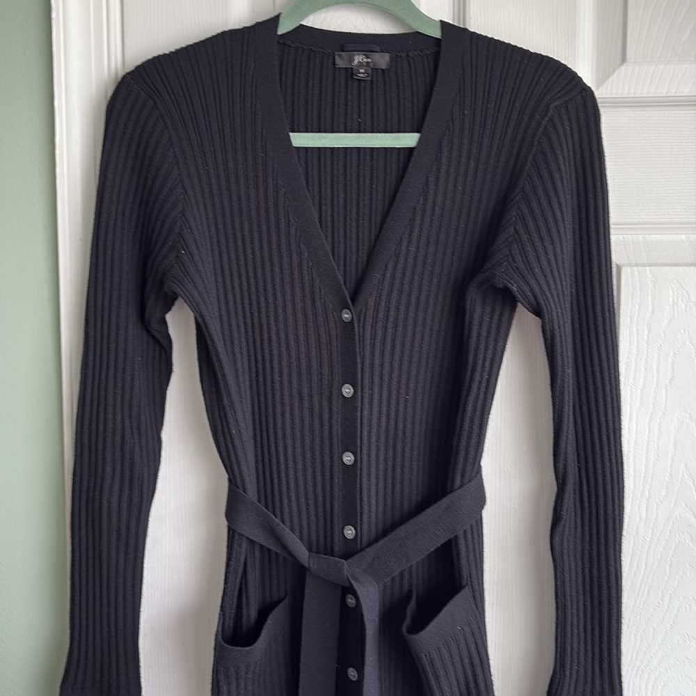 J.Crew Black Ribbed Cardigan Dress